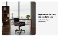 Highspine Managerial Chair Genuine Leather Highspine rotate Armchair Comfortable for Long Sitting sturdy Wood Construction