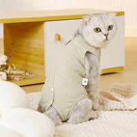 Cat Recovery Suit with Adjustable Neckline, Post Surgery Full Body Sleeveless Design, Anti Licking Fastener Closure, All Seasons