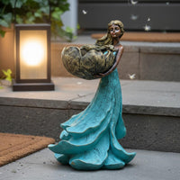 Resin Bird Feeder Statue Decorative Fairy Garden Statue Weather-Resistant