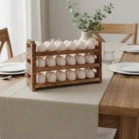 Wooden Egg Rack Solid Wood 3-Tier Egg Display Stand Rustic Design for Pantry