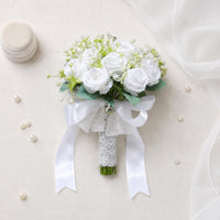 Cream Blossom Floral Arrangement with Bow Photo Prop Occasion Decor Long-Lasting