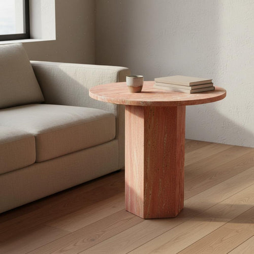 Round Side Table Rustic Minimalism Design Round Pedestal Stand Light Luxury Aesthetic Home Furniture for Homeowners, Adults, Living Room, Small Areas