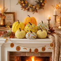 Autumn Fabric Pumpkin Decor, Simulation Pumpkin, Thanksgiving Decoration, Plaid Maple Leaf Pumpkin Ornament