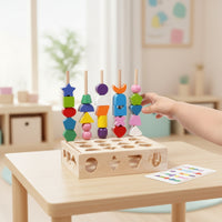 Wooden Shape Sorter with Pegs Educational Shape Matching Toy Box Fine Motor Matching Box for Young Children