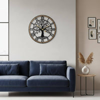 Tree Wall Timekeeper Gold-Tone Hands Roman Numeral Wall Timekeeper Decorative