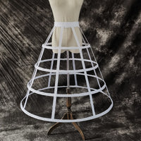 Lolita Birdcage Crinoline Petticoat with 4 Steel Hoops, Elastic Waist, Black and White, for Cosplay Maid