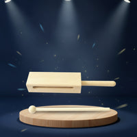 Natural Wood Percussion Instrument with Mallet Resonant Wooden Rhythm Block with Mallet Woody Wood Block with Handle Loud for Beginners, Students