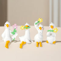 4 Pieces Cute Car Dashboard Ornament Miniature Car Dashboard Decoration Playful Mini Duck Figurine Cartoon for Drivers, Desk, Office