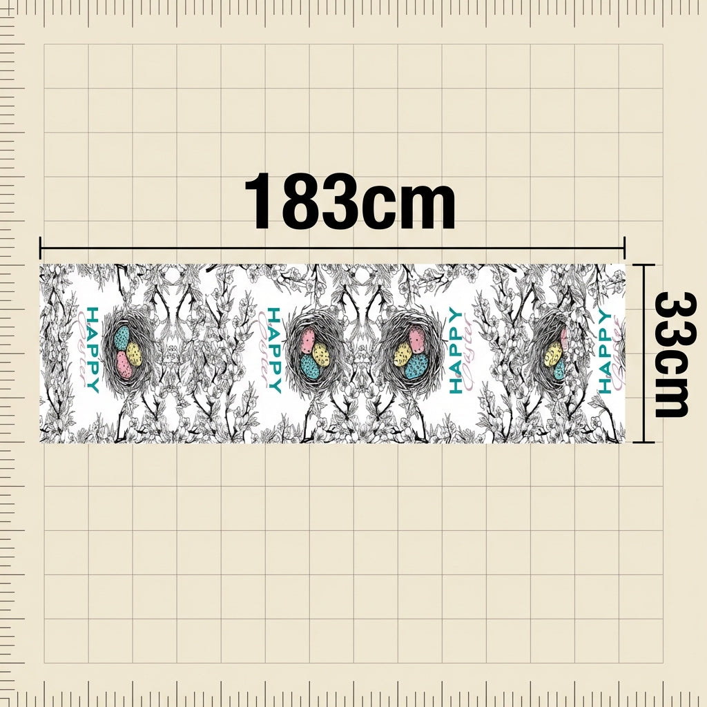 Easter Table Runner Decorative Bunny Egg Print Table Runner Heat Insulating Home Decoration for Party Hosts, Homeowners, Kitchen