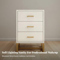 Makeup Vanity with Lights Large Storage Capacity Professional Makeup Desk Wear-resistant Tabletop Vanity Table with Lighted Mirror Sturdy Frame Suitable for Teenagers Home Salon Dressing Room Beauty Studio