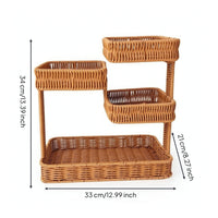 Rattan Basket Rack Woven Candy Display Rack Handmade for Kitchen Counter