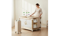 Multifunctional Baby Crib Instant-Fold Fold Rolling Baby Bassinet Rocking
