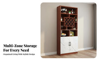 Versatile Design Sideboard with Wine Rack Sturdy and Long-Lasting Modern Bar Cabinet Thickened Board Wine Rack Cabinet for Home Entertainers, Homeowners, Adults, Entryway, Kitchen, Parties