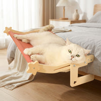 Cat Hammock Window Perch for Indoor Cats, Solid Wood Window Cat Bed and Cat Perch, Sturdy Sill Seat for Sunbathing and Watching Outside View