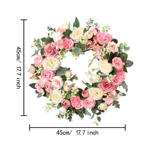 Pink Blossom Wreath Seasonal Decor Blossom Wreath Silk Flowers for Porch, Wall