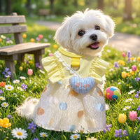 Dog Princess Dress with D-Ring Leash Attachment, Ruffled Dog Skirt for Small Dog Clothes, Imported Autumn Wear Cat Princess Dress Puppy Clothes