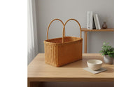 Imitation Rattan Picnic Basket Household Storage Lightweight Shopping Tote for Gardening