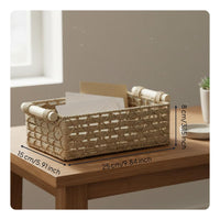 2 Pieces Paper Rope Bin with Handles Wood Handle Bin Long-Lasting Wire Frame