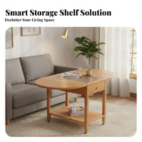 Folding Trolley with Removable Tray Rolling casters Mobile End Table for Balcony