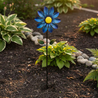 Rotating Flower Whirling Floral Ornament Colorful Metal Flower Stake