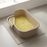 Semi-Enclosed Litter Box Low Entry Uncovered Top Feline Litter Box Slotted