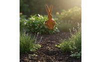 Rusted Rabbit Outline Rustic Farmhouse Aesthetic Easter Rabbit Garden Stake