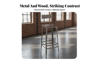 Rustic Pub Table and Stools Sturdy Construction Business-Grade Furniture Built-in Footrest Retro Design for Adults, Adults, Bar