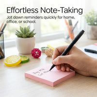 Postits Sticky Notes for Office Students, Bright Colour Fluorescent Green 76mm Square, 70 Sheets for Home Workplace Colorful