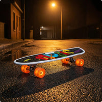 Transparent Flashing Wheels aquaticShaped Skateboard Carry Handle Cutout Hand-Held Skateboard Printed Graphic Sports Gear High Load Capacity for Children, Adults
