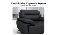 Modern Design 3-Seater Office Couch Minimalist Design 3Piece Black Lounge Set Professional Look Reception Seating Thick Cushions for Guests, Clients, Business Owners, Lobby
