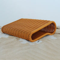 Handwoven Rattan-Style Cooling Pillow for Neck Support, Washable, Wave Shape