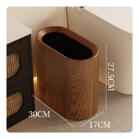 Slim Waste Bin No Lid Wood-Grain Waste Bin Decorative