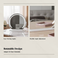 Desktop Vanity Mirror with LED Lights, Large Makeup Mirror, Press Control, Nordic