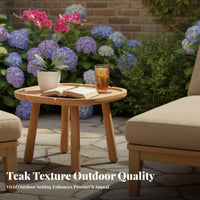 Round Slatted Side Table Waterproof outdoordoor Furnishing Resistant