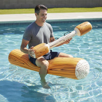 PVC Inflatable Joust Set Wood Grain Design Inflatable Water Joust Easy to Inflate for Adults, Kids