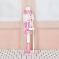25 New 38cm Pink Glitter Nutcracker Solid Wood Decorative Puppet Gift