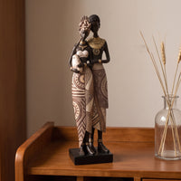 Figurine with Tribal Patterning Hand-Painted Resin Figurine Decorative African Statue for Art Collectors, Entryway, Bookshelf, Living Room
