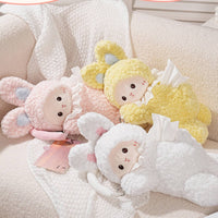 Rabbit Tissue Box Cover Cartoon Fuzzy Material Tissue Box Cover Decorative