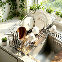 Multi-Hook No-Drill Bathroom Organizer Hook - Metal Hanging Rack for Toothbrush and Razor