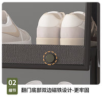 鞋盒收纳透明鞋柜鞋子收纳神器家用多层省空间置物架子宿舍防尘架 42x30x18.5cm 【透明防尘】白色 -七层6格长42cm