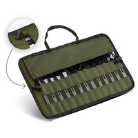 Outdoor Camping Utensil Storage Bag Large Capacity Canvas Hanging Bag Stainless Steel Cutlery Roll