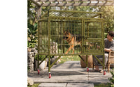 Elevated Heavy Duty Dog Crate Welded Dog Cage with Wheels Weatherproof Mobile for Outdoor