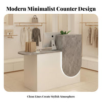 Versatile Application Retail Checkout Desk Long-Lasting Construction Modern Checkout Counter Easy to Clean Modern Reception Counter Wear-Resistant for Shopkeepers, Receptionists, Business Owners, Restaurant, Office Lobby, Sales Center