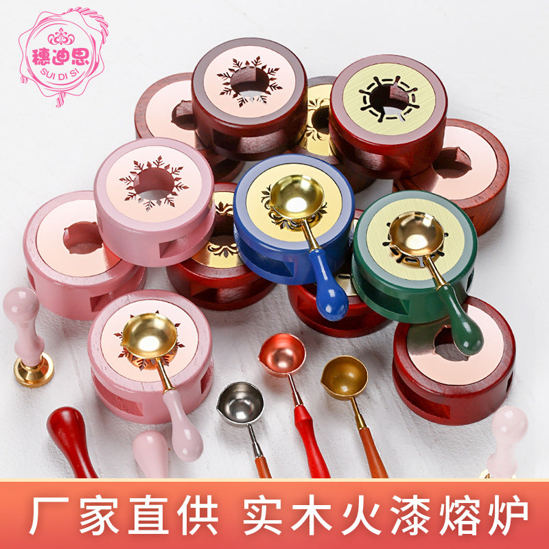 Suidisi Wooden Wax Seal Melting Furnace with Spoon