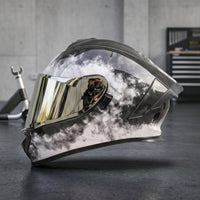 DOT Approved | Carbon-Fiber-Style, Full Face Helmet with Dual Visor, for Road traveling