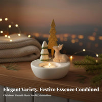 Cute Cartoon Design Christmas Candle Holder Ideal Gift Ceramic Holiday Candle Holder Glitter Accents for Dining Table, Mantelpiece