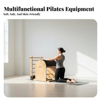 Sturdy Hardwood Construction Pilates Ladder Barrel Full Body Workout Wooden Spine Corrector Barrel Posture Correction Pilates Arc Instructor Comfortable Padded Surface for Beginners, Seniors, Office Workers, Living Room