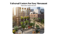 Rolling Plant Stand with Trellis Freestanding Tiered Metal Trellis Space-Saving