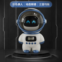 Astronaut Smart Bluetooth Speaker Alarm Clock with FM Radio, TF Card, and AI Intercom