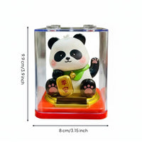 Solar Powered Panda Figurine No Required Waving Arm Panda Ornament Non-Slip Base for Windowsill